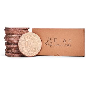 Jexnovashop-Rondin De Bois 14-16 Cm De Diamètre Lot De 18 Pièces, Tranches De Bûches Avec Écorce, Tranches De Bois Naturel Pour Decoration Et Artisanat - Neuf