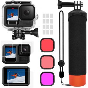 Kit d'accessoires pour Gopro Hero13 Bo&icirc;tier &eacute;tanche Poign&eacute;e flottante sous-marine Film de protection d'&eacute;cran Filtre rouge Inserts anti-bu&eacute;e - Neuf