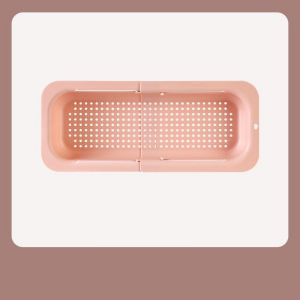 Évier De Cuisine Rétractable À Double Couche Pour Laver Les Légumes, Panier De Vidange, Évier Ménager, Évier, Égouttoir, Plateau À Fruits, Panier De Rangement (Rose) - Neuf