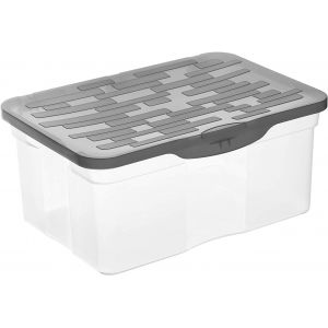 KALANKA-Ranger Boîte de rangement 13l avec couvercle, Plastique (PP) sans BPA, anthracite, A4/13l (39.0 x 27.0 x 17.5 cm) - Neuf