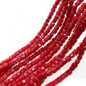 KAL-Lot De 98 Perles De Verre À Facettes - Perles De Verre Multicolores - Perles Carrées Simulées - Pour Artisanat, Bracelets, Bijoux, Bagues, Colliers, Cadeaux, Bordeaux - 4 Mm - Neuf