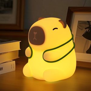 Meimie-Capybara Veilleuse En Silicone Souple Avec Variateur D'intensité Et Minuterie, Lampe Tactile Portable Rechargeable Pour Chambre D'enfant, Table De Chevet, Décoration De Table De Chambre À - Neuf