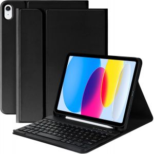 Coque Clavier pour iPad A16 11/10 &Egrave;me Generation (11 Pouces 2025/10.9 Pouces 2022) &Eacute;tui Keyboard Bluetooth pour iPad 10eme/11eme avec 7 Couleurs R&eacute;tro&eacute;clair&eacute;es,Porte Crayon,AZERTY Fran&ccedil;ais,Rosa - Neuf