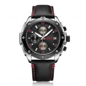 Montre-Bracelet &Agrave; Quartz Multifonctionnelle Megir (Cadran Noir + Bo&icirc;tier En Acier + Bracelet De Montre Noir Jaune) - Neuf