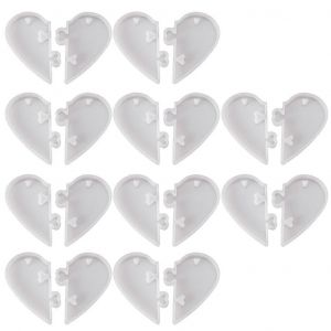 10pcs Couples Porte-Cl&eacute;s Moule En Silicone Avec Trou Lovers Puzzle Pendentif Moules - Neuf