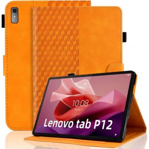 Coque pour Lenovo Tab P12 2023(12.7 Pouce) Housse Cuir PU Etui de Protection Flip Cover Case avec Support Pochette Lenovo Tab P12 Tablette Coque, Orange - Neuf