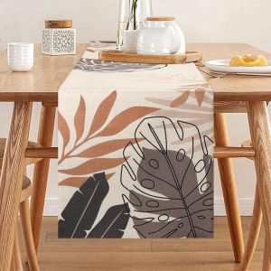 Eryi-Chemin De Table Boho Décoration De Table De Haute Qualité Abstraite Coloré Moderne Géométrique Feuilles Plante Neutre Minimaliste Chemin De Table Table De Salle À Manger Décor 40 X 140 Cm - Neuf
