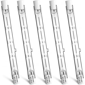 Kal-Dimmable R7s 118mm 400w Ampoule Halogène Crayon Blanc Chaud 2800k Ac 220-40v 7500lm J118 Projecteur Halogène Linéaire Pour L`Eclairage De Paysage, Sécurité, Lampadaire,Lot De 5 - Neuf
