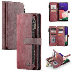 Coque Pour Samsung Galaxy A22 5g Cover Wallet Durable Pu Cuir Magnétique Flip Zipper Porte-Carte - - Neuf