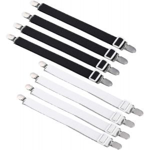 Supports De Draps De Lit Réglables Clips - 8pcs Bretelles De Drap Banderoles,Support D'angle De Lit Attaches Élastiques Clips,Pinces Élastiques Bretelles,Pour Ma - Neuf