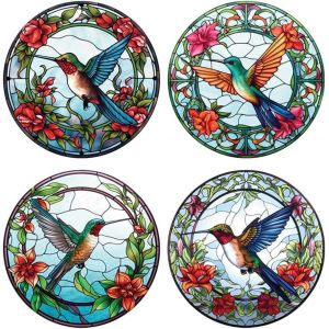 Mevronisshop-Lot De 4 Attrape-Soleil &Agrave; Suspendre Pour Fen&ecirc;tre - Motif Oiseaux Et Fleurs - Cadeau Pour Les Amateurs D'oiseaux - Neuf