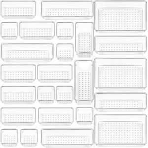 Sjzg-25 Pi&egrave;ces Organisateurs De Tiroirs 4 Tailles Rangement Et Organisation De Cuisine Plastique Rangement Maquillage Tiroir Pour Papeterie,Bijoux Et Autres,Dans La Bureau,Salle De Bain Et Coiffeuse - Neuf