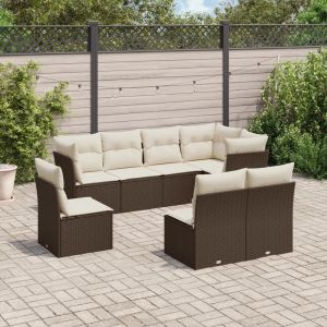 Prolenta Premium - Salon De Jardin 8 Pcs Avec Coussins Marron R&eacute;sine Tress&eacute;e - Neuf