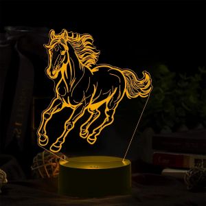 Lampe Cheval, 3d Lampe Veilleuse Enfant, Commande Tactile &Agrave; 7 Couleurs D&eacute;coration Chambre Fille- Cadeau Anniversaire Filles Gar&ccedil;ons Enfants Amis Et Famille - Neuf