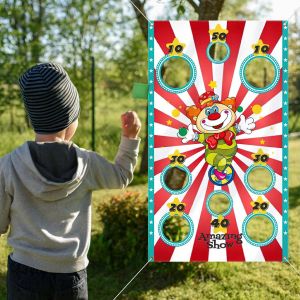 Mevronisshop-Banni&egrave;re De Clown Jeux De Carnaval Avec 4 Sacs De Haricots Sac De F&egrave;ves De Cirque Jeu De Lancer Pour Les Activit&eacute;s De F&ecirc;te De Carnaval, Grandes D&eacute;corations De Carnaval, Fournisseurs De C - Neuf