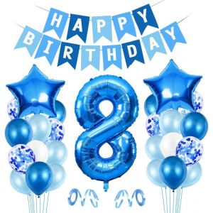 Ballon 13Er Anniversaire Bleu, Ballon 13 Déco Anniversaire, Ballon Feuille Happy Birthday, Ballon Géant Feuille Numéro 13, Ballon 13 Déco Anniversaire, Déco Anniversaire Garçon 13 An - Neuf