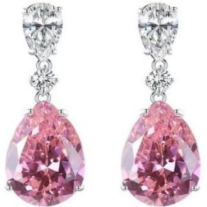 Kal-Boucles D'oreilles Pour Femmes, Hypoallergéniques Bijoux Rose Crystal Dangle Drop Boucles D'oreilles, Simple Moderne Élégant Zircon Pendantes Boucles D'oreilles Goutte - Neuf