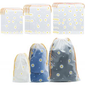 15 Sac De Rangement Plastique Transparent, Sacs Organ Urs De Bagage Cordon, Sac De Vetement D&eacute;poli R&eacute;utilisables, Sac &Agrave; Chaussures &Eacute;tanche Givr&eacute; Pour Cosm&eacute;tiques, Costume, Maquillage - Neuf