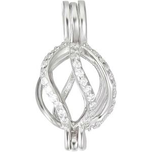 1 Bo&icirc;te, 1 Pendentif Cage &Agrave; Billes En Argent Sterling, Zircon Cubique, Perles Et Pierres Pr&eacute;cieuses, Serti Dans Un M&eacute;daillon Fait Main - Neuf