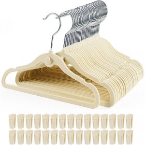 SUBZONAL-Lot de 30 cintres en velours pour b&eacute;b&eacute;s avec 20 pinces, design en cascade, ultra fins, &eacute;conomise l&iquest;espace, pour l'organisation du placard de chambre d'enfant - Neuf