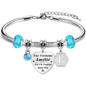 Eryi-Cadeau D'amie Bracelets Pour Femme Fille Cadeau D'amitié Bracelets Pendentif En Argent Avec Le Nom De L'amie Lettre Idée Cadeau Pour Amie Âme S?ur Adolescent Longue Distance Cadeau - Neuf