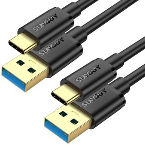 AYU-Câble USB C, [2 pièces 0,5m] Câble USB A vers USB C 10 Gbps Cable Android auto Compatible avec iPhone 16/15 Pro Max, Galaxy S24 S23 S22, SSD - Neuf