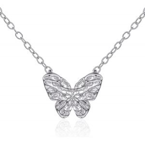 Kal-Collier Papillon Pour Femme Et Jeune Fille, Collier Chaine Avec Pendentif En Papillon Pour Femme, Chaîne Et Pendentif Papillon, Bijoux Femme Avec Pochette Cadeau - Neuf