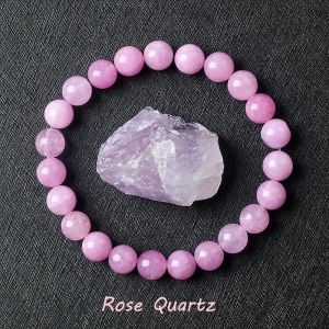 Original Rose Rose Poudre Cristal Quartz Bracelets Pour Femme Pierre Naturelle Extensible Bracelets Homme Purifier L'âme Bijoux Pulsera-17cm-6.7inch-26 Rose Quartz - Neuf