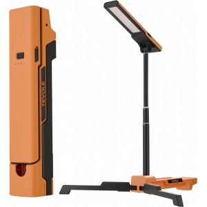 JEXNOVASHOP-Projecteur LED Rechargeable 1500LM Lampe sur Pied Pliable avec Tr&eacute;pied R&eacute;glable, &Eacute;clairage de Chantier, Ext&eacute;rieur, Camping, Bricolage, &Eacute;tanche IP54, Batterie Int&eacute;gr&eacute;e avec Charge Type-C - Neuf