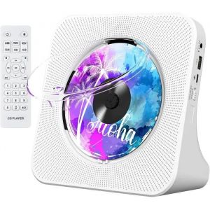 Lecteur CD Portable Mural Lecteurs CD Bluetooth de Bureau pour la Maison, Double Haut-parleurs HiFi Int&eacute;gr&eacute;s, Prise AUX et Casq[98] - Neuf
