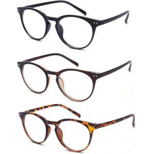Lunettes De Lecture 3 Paires Vintage Inspiré Printemps Charnière Lunettes De Lecture Rondes Plein Cadre Professeur Lunettes De Lecture Pour Hommes Et Femmes - Neuf