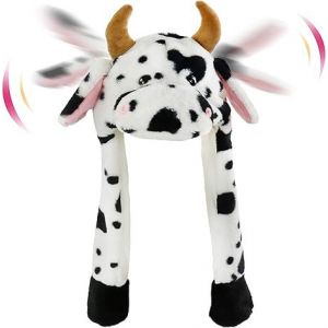Chapeau D'animal En Peluche Oreilles Mobiles Chapeau Sauteur Chapeau Interactif Amusant, Chapeau De Vache - Neuf