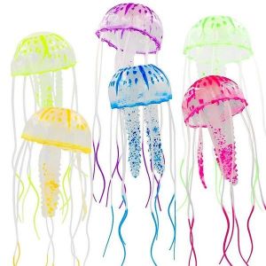 D&eacute;corations D'aquarium En Forme De M&eacute;duses Artificielles Lumineuses Et Vibrantes - D&eacute;coration &Eacute;cologique En Silicone Pour Aquariums - Lot De 6 M&eacute;duses Flottantes Color&eacute;es - Neuf