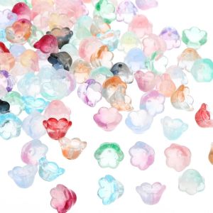 Meimie-Perles De Verre De Fleurs De Trompette,100 Pcs Breloque En Forme De Fleur Dégradée Pour La Fabrication De Bijoux,De Bracelets,De Boucles D'oreilles,De Colliers,Multicolore - Neuf