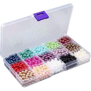 1500 X 6 Mm Pearl Beads,Round Beads With Hole Beads,Beads For Jewellery,Multicoloured Beads For Earrings,Necklaces,Bracelets,Jewellery Making - Neuf