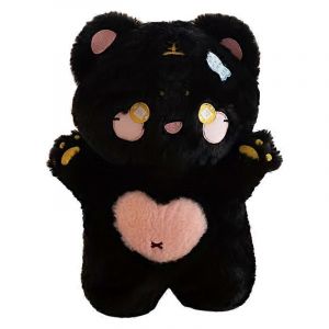 Poupée chat d'amour, cadeau de vacances pour petite amie, jouet en peluche-noir - Neuf