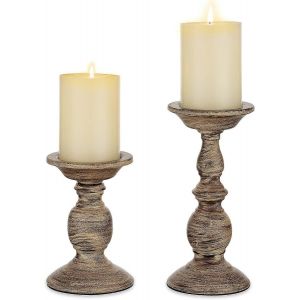 Ensemble de bougeoirs pilier vintage 2 pi&egrave;ces,cand&eacute;labre en m&eacute;tal vieilli Shabby Chic table &agrave; manger salon caf&eacute; salle &agrave; manger manteau d&eacute;cor - Neuf