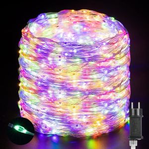50m 1000 Leds Guirlande Lumineuse Extérieur Étanche, 8 Modes D'éclairage, Décoration Lumineuse Intérieur Pour Fête Mariage Jardin Terrasse Pelouse Pergola, Guirlande Noël Lumière Multi Coloré - Neuf