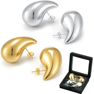 Kal-2 Paire Boucle Oreille Goutte D'eau 18k, Boucles D'oreilles En Or Hypoallergéniques, Boucles D'oreilles Créoles Femme Gouttes,D'oreilles Hypoallergéniques Boucles Pour Femme Fille - Neuf