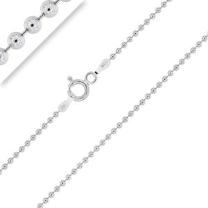 Kal-- Chaîne Enfant Ou Bébé Argent 925/1000 Rhodié Maille Boule 1.5 Mm 32-34-36-38-40 Cm - Neuf