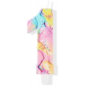 Eryi-Bougies D'anniversaire En Forme De Crème Glacée, Décoration De Gâteau En Forme De Crème Glacée, Bougie Numéro 1 Pour Gâteau, Bougie De Première Décoration De Gâteau Sur Le Thème De La Crème Glac - Neuf