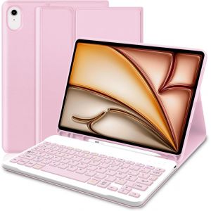 Coque Clavier iPad Air 11 Pouces M3/M2 (2025/2024), Magnétique AZERTY Français Clavier Coque pour iPad Air 5 2022/Air 4 2020 10.9"",Housse Multiposition Fonction Ranger Stylet,Rose - Neuf
