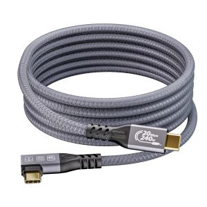 USB C to USB C Cable Angled 240W Fast Charge USB 3.2 Video Cable 4K 60Hz Data Sync to 20Gbps for iPhone 15 Plus Pro Max MacBook Pro Air iPad Pro Galaxy S24 S23 Plus Ultra Tab S9 (3m) - Neuf