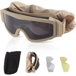Subzonal-Lunettes De Protection Coupe-Vent Pour L'ext&eacute;rieur, Lunettes De Protection Du D&eacute;sert Lunettes Coupe-Vent Lunettes De Natation Anti-Sable Kaki Avec 2 Verres Universelle Pour Hommes Et Femmes - Neuf