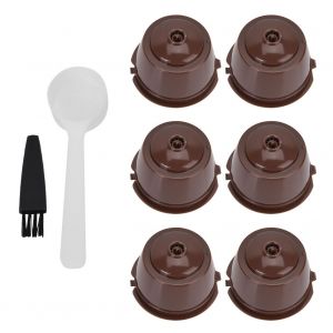 Hjlian Ensemble De 6 Capsules De Cafe Reutilisables Et Rechargeables Avec Filtre Et Cuillere-Brosse - Neuf