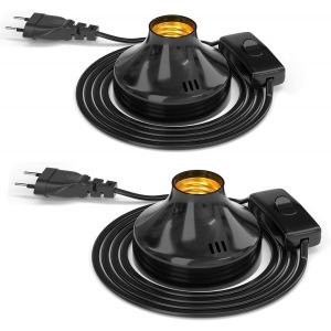 Kal-Lampe De Chevet Vintage E27 Avec Interrupteur À Câble, Jusqu'à 100w, Support Ampoule E27, Pour Salon, Chambre Et Bureau, Lampe De Chevet, Café, Bar (Sans Ampoule) - Neuf