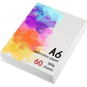 Lot De 60 Feuilles De Papier Aquarelle A6 300 G/M²-Bloc À Dessin Din A6-Papier Aquarelle Pour Aquarelle,Gouache,Acrylique,Dessin,?Uvres D'art,Bricolage - Neuf