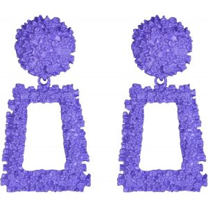 Kal-Boucles D'oreilles Femme Argent G&eacute;om&eacute;trique Rectangulaire Carr&eacute; Et Rond Petite Fleur Pour Fille Clair Ton D'argent - Neuf