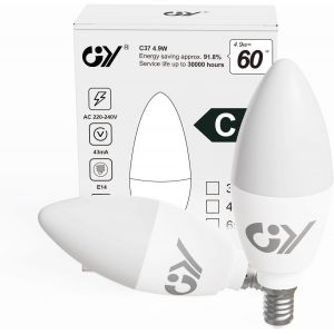 Ampoule Led E14 4,9w (Équivalent 60w), 807 Lumens 6500k Blanc Froid, C37 Ampoule E14 Efficacité Energétique, E14 Led Non-Dimmable, Lot De 12 - Neuf