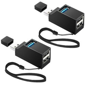 JGD-Mini USB Hub avec Multi Port (1&times;USB3.0 + 2&times;USB2.0), Doubleur Usb pour MacBook, Ordinateurs de Bureau, PC, Clavier et souris, PS5, Imprimante Noir (2pcs) - Neuf